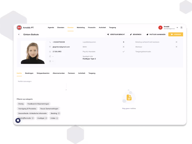 Employee profile page with photo and contact details