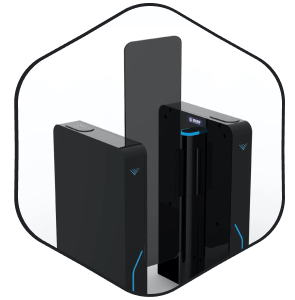 Black vertical electronic devices in a hexagonal frame