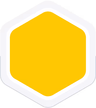 Yellow hexagonal shape with a white border on a neutral background